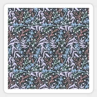 Botanicals and Dots - Hand Drawn Design - Pastel Blue, Mint, Purple, Red, and Dark Grey Sticker